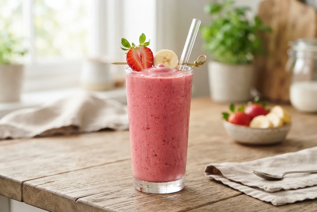 Receta de Smoothie de Fresa y Plátano