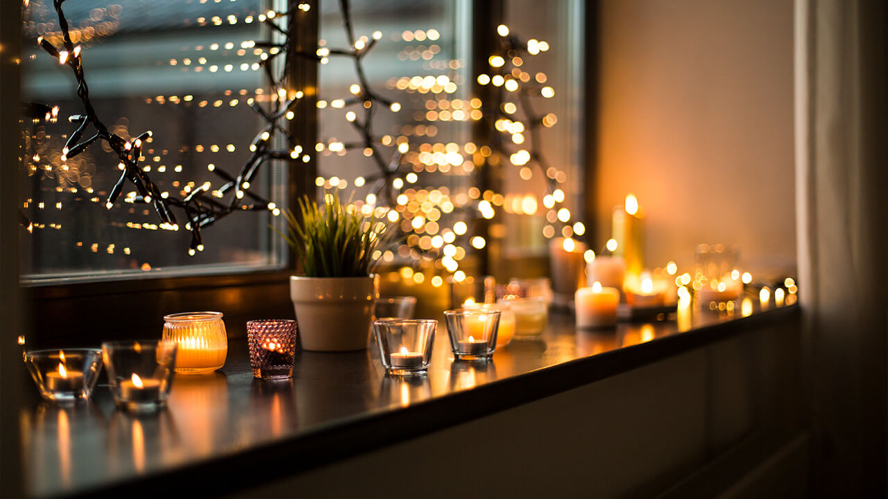 Decoración con luces de navidad