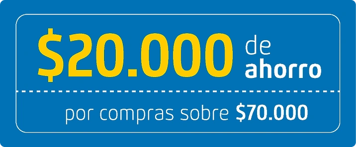 $20.000 de ahorro en compras sobre $70.000