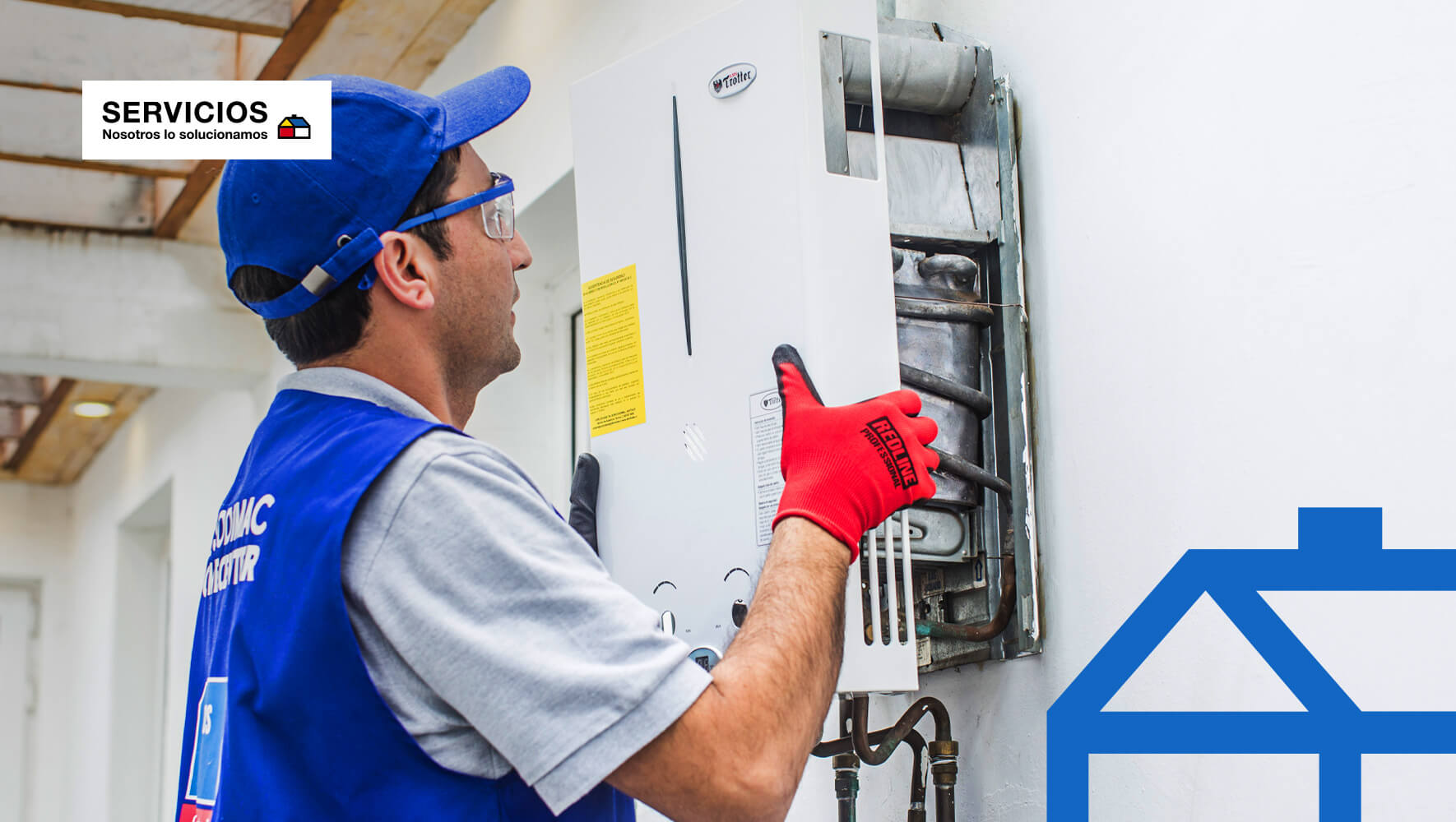 Panel frontal indicando la temperatura en la instalación de calefont