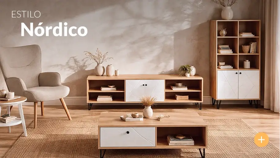 Espacio decorado en estilo nórdico con tonos claros, textiles suaves y diseño minimalista