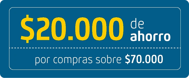 $20.000 de ahorro en compras sobre $70.000