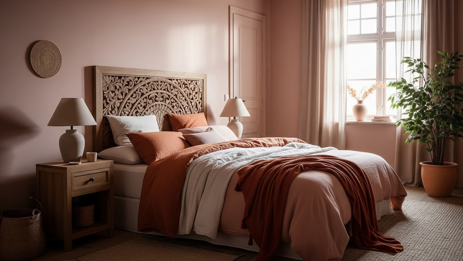 Colores cálidos para un dormitorio íntimo y romántico