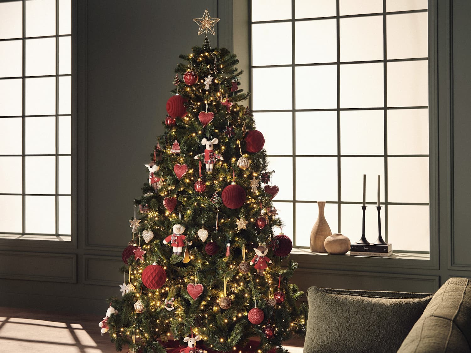 Árbol de Navidad decoración rojo y dorado