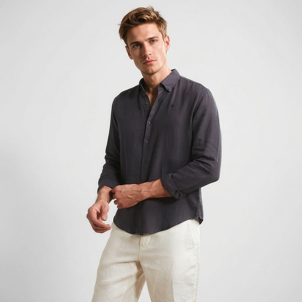 Outfit semiformal con camisa de lino para días cálidos